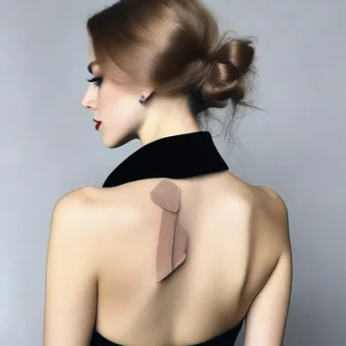 She placed a small velvet pad on her shoulder to create a stylish and unique look.