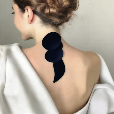 She placed a small velvet pad on her shoulder to create a stylish and unique look.