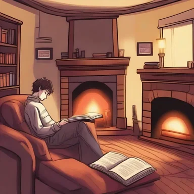 The protagonist found solace in a cozy pad by the fireplace, reading novels late into the night.