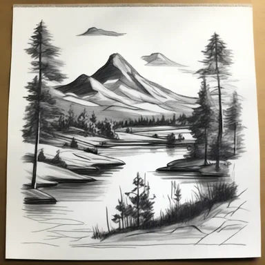 The artist used a pad of paper to create a stunning sketch of the landscape.