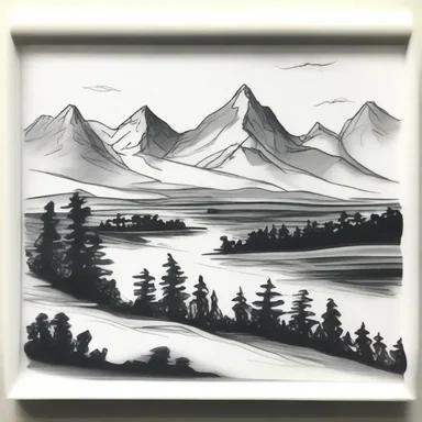 The artist used a pad of paper to create a stunning sketch of the landscape.
