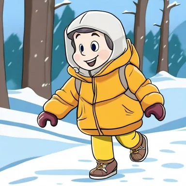 In the cartoon, the character wore a padded jacket to protect themselves from falls and injuries.