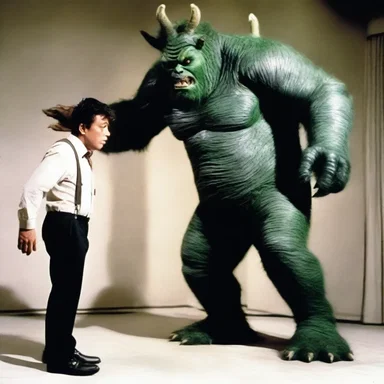 The movie director decided to pad the costume of the actor playing the monster to make it appear larger on screen.