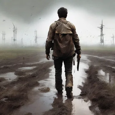 The protagonist, after a long journey, decided to pad through the muddy field to reach his destination.