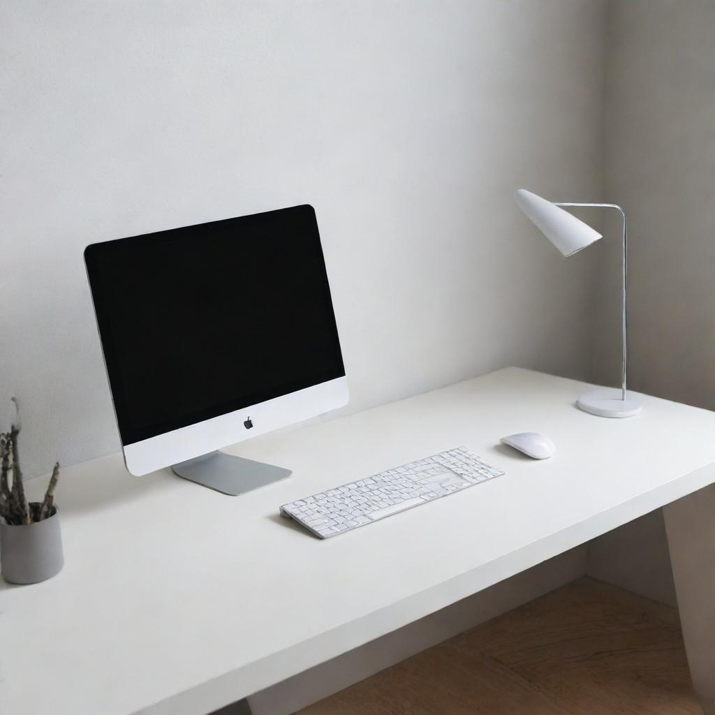 A sleek and modern computer alongside an iPhone, both resting on a clean, well-lit desk surface.