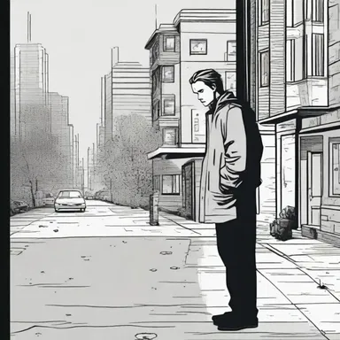 The dreary atmosphere in the comic book perfectly reflects the protagonist's deep sadness and dejection.