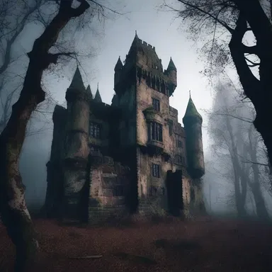 In the fantasy novel, the dreary castle hidden in the dark forest creates an eerie and desolate setting.