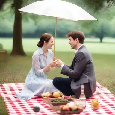 The dreary weather couldn't dampen their spirits as they enjoyed a romantic picnic indoors.