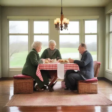 The dreary weather couldn't dampen their spirits as they enjoyed a romantic picnic indoors.