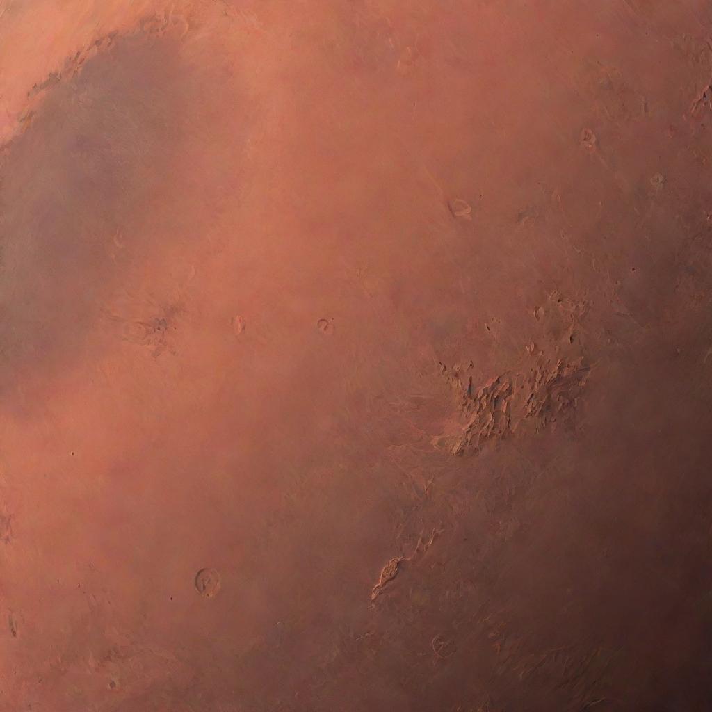 A detailed view of the planet Mars in a vibrant shade of pink