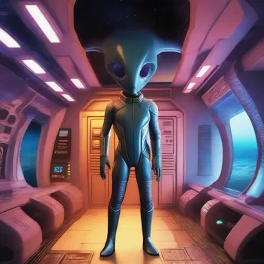In the tricked-out spaceship, the protagonist explored distant galaxies and encountered alien species.