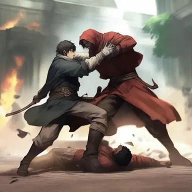 The kind-hearted protagonist mercifully spared their opponent's life during the intense battle.