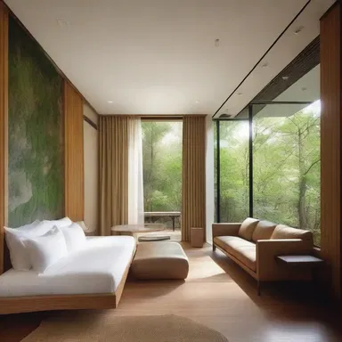 The architect incorporated elements of nature to create a mercifully comforting and peaceful interior space.