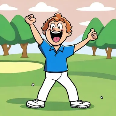 In the animated cartoon, the main character celebrated with a victory dance after scoring a double birdie on the final hole.
