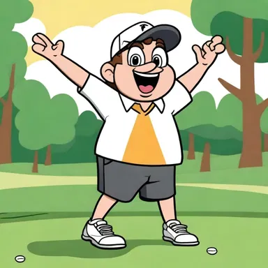 In the animated cartoon, the main character celebrated with a victory dance after scoring a double birdie on the final hole.