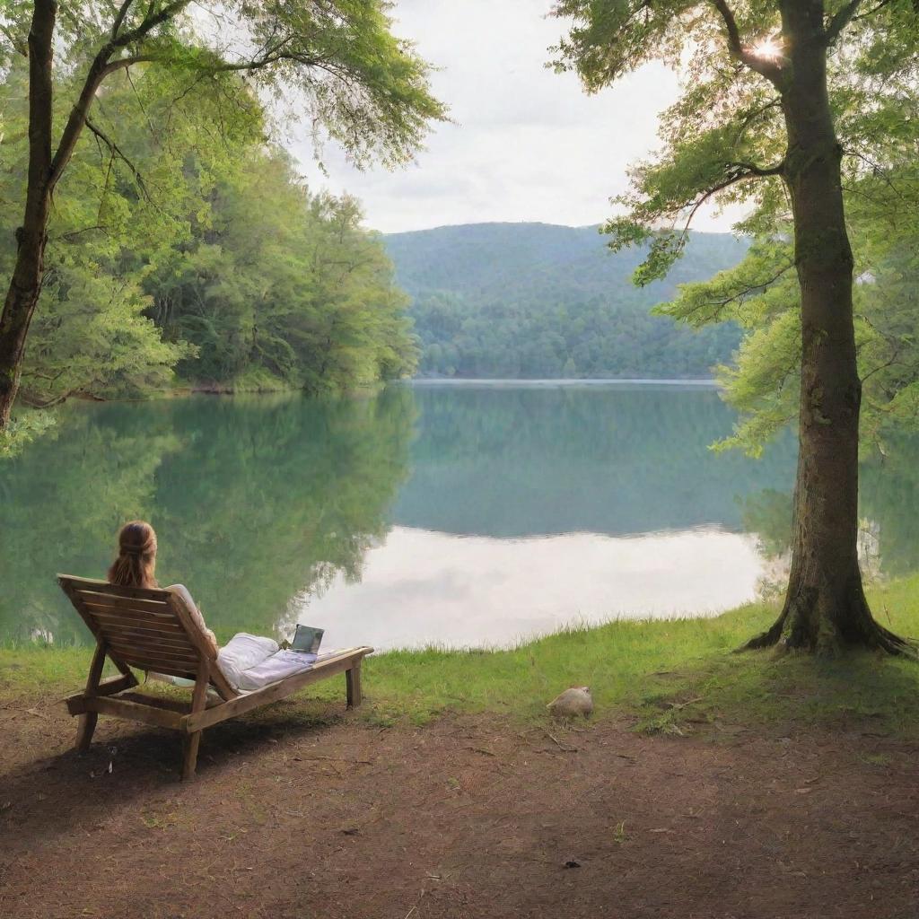 A serene scene illustrating the concept of digital detox, with a peaceful environment free from technology.