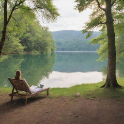 A serene scene illustrating the concept of digital detox, with a peaceful environment free from technology.