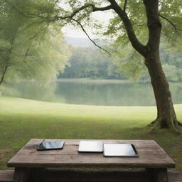 A serene scene illustrating the concept of digital detox, with a peaceful environment free from technology.