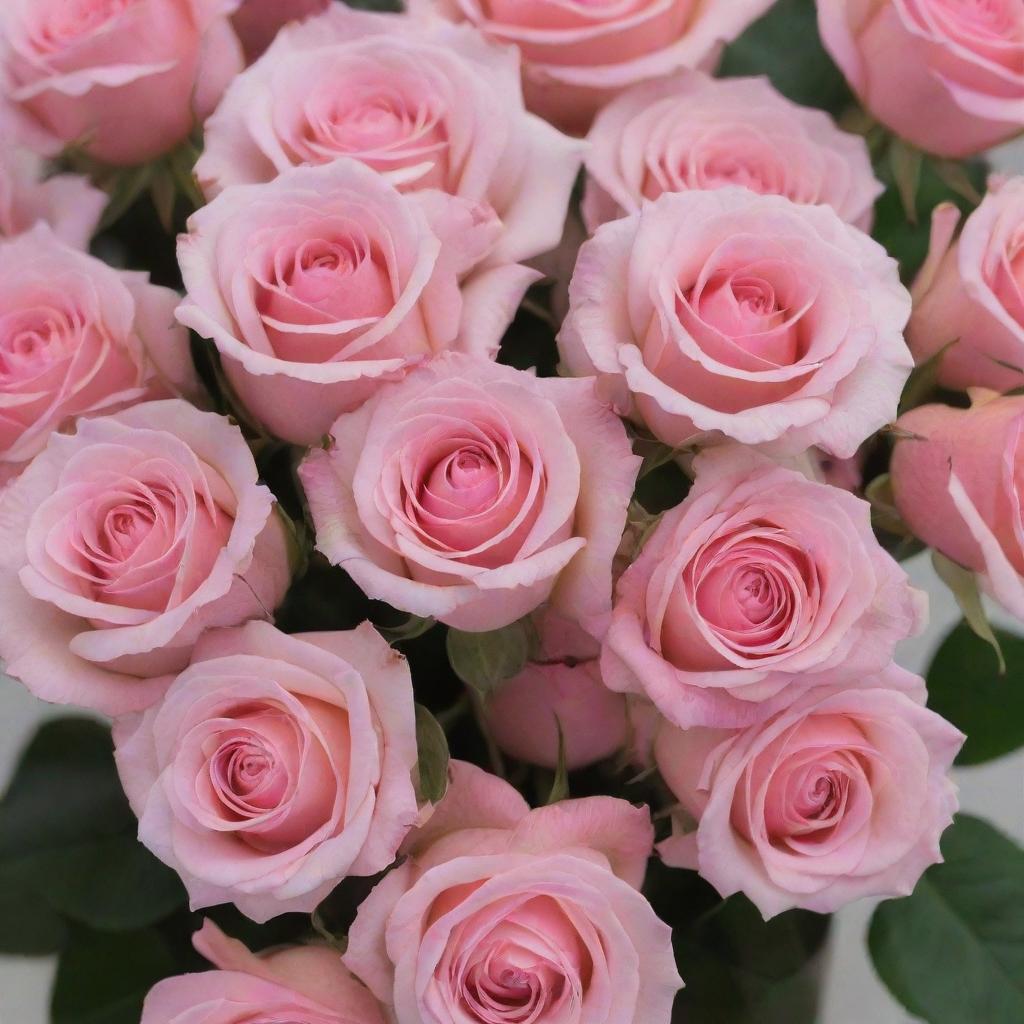 A vibrant bouquet of delicate pink roses, imbued with an aura of tantalizing musk.