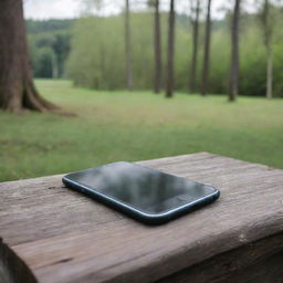 An image symbolizing digital detox, with a disregarded smartphone amidst a peaceful natural setting.