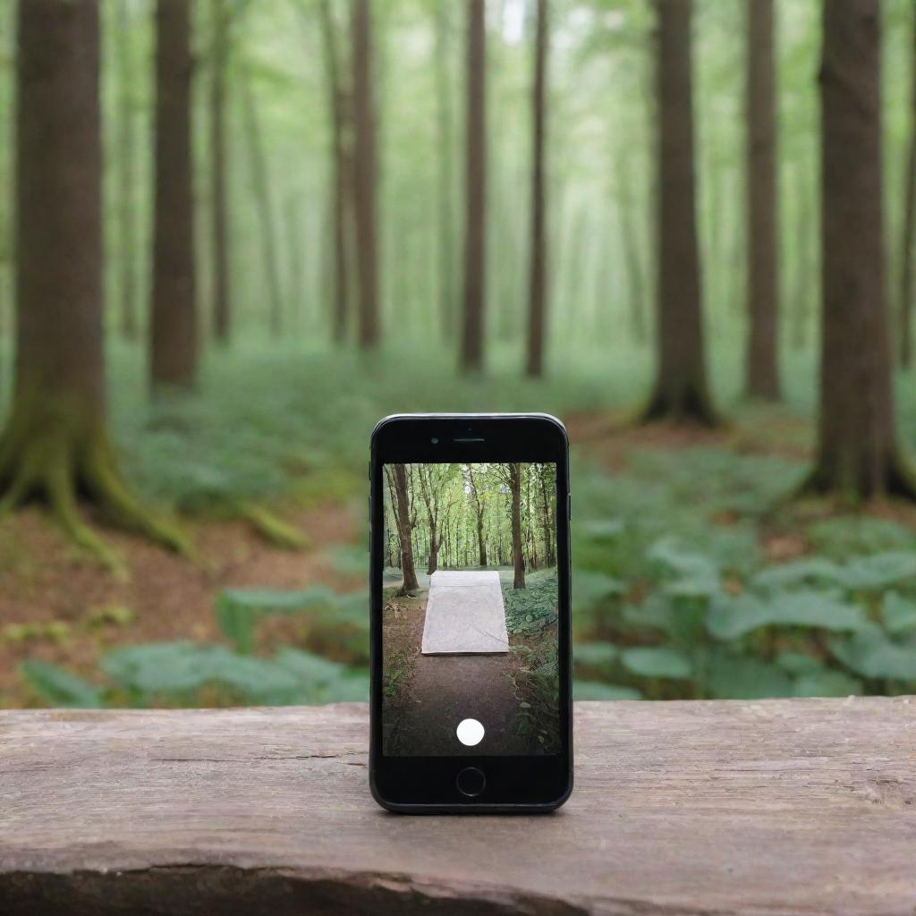 An image symbolizing digital detox, with a disregarded smartphone amidst a peaceful natural setting.