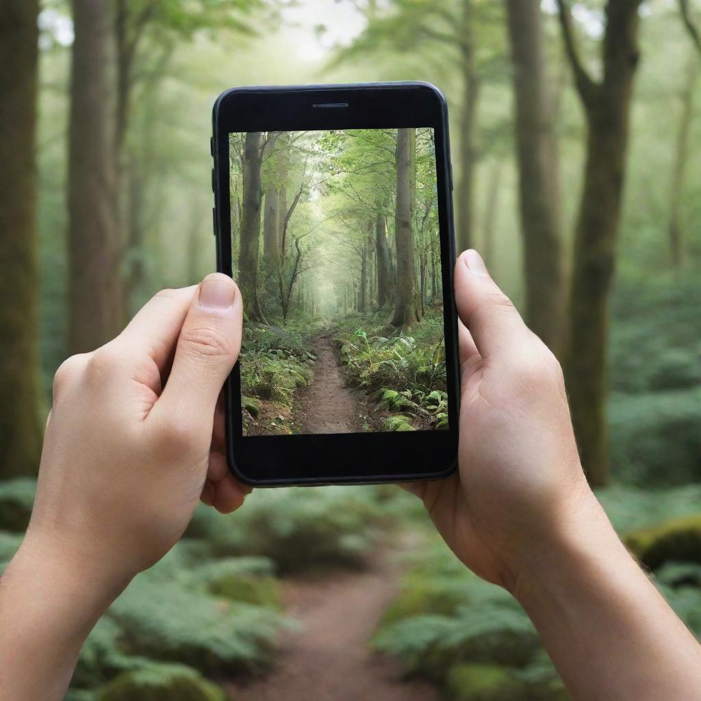 A powerful image illustrating the theme 'say no to phone', possibly with a person rejecting a call or choosing interaction with the natural world over their smartphone.