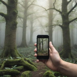 A powerful image illustrating the theme 'say no to phone', possibly with a person rejecting a call or choosing interaction with the natural world over their smartphone.