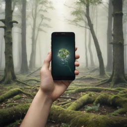 A powerful image illustrating the theme 'say no to phone', possibly with a person rejecting a call or choosing interaction with the natural world over their smartphone.