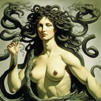 In Greek mythology, Medusa was a monster with snakes for hair whose gaze could turn people to stone. Perseus used a mirror to cast off her reflection and behead her.
