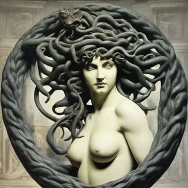 In Greek mythology, Medusa was a monster with snakes for hair whose gaze could turn people to stone. Perseus used a mirror to cast off her reflection and behead her.