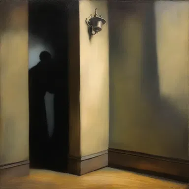 The artist carefully chose to cast off a dark and mysterious shadow in the corner of the painting to add depth and intrigue.