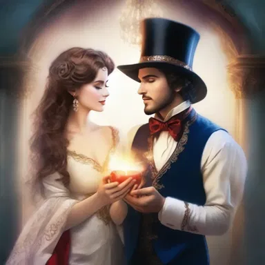 The young woman fell deeply in love with the conjurer, enchanted by his charm and captivating magic tricks.