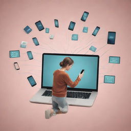 An impactful image featuring the written messages 'Say no to digital devices' and 'Digital detox', emphasized by a scene of someone consciously avoiding technology.