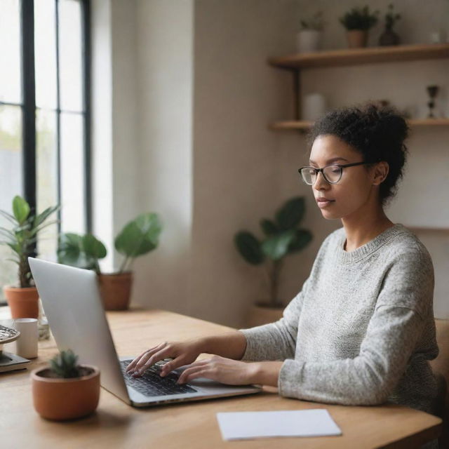 An image capturing the action of shutting down a laptop, manifesting in a quiet workspace or relaxed home setting.