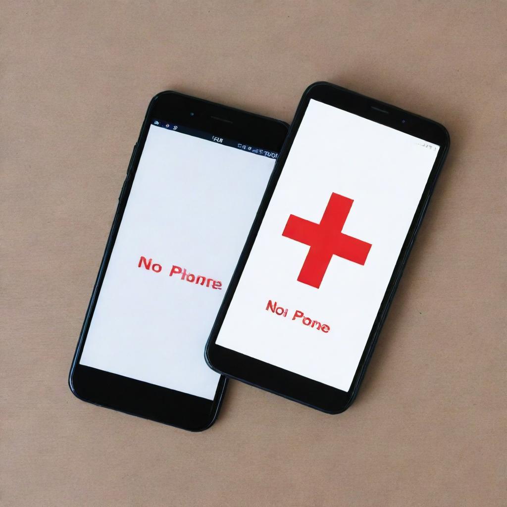 An image of a smartphone with a bold red cross mark over it, signifying 'no phone' or 'phone prohibited'.