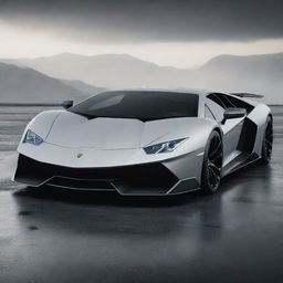 A futuristic Lamborghini with a visible V16 engine, showcasing cutting-edge automobile design and technological innovation.