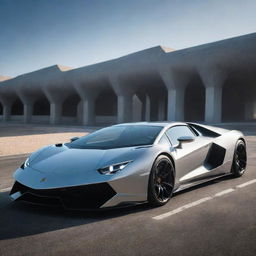 A futuristic Lamborghini with a visible V16 engine, showcasing cutting-edge automobile design and technological innovation.