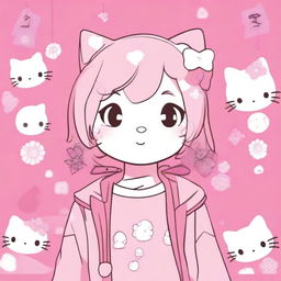 An image of an anime-style person standing against a pink background