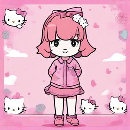 An image of an anime-style person standing against a pink background