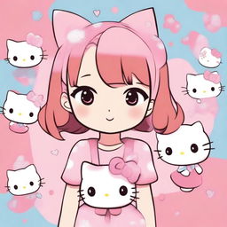 An image of a cute anime-style person standing against a pink background