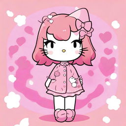 An image of an anime-style person standing against a pink background