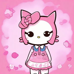 An image of an anime-style person standing against a pink background