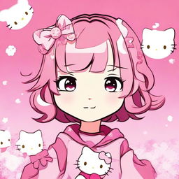 An image of the face of an anime-style person against a pink background