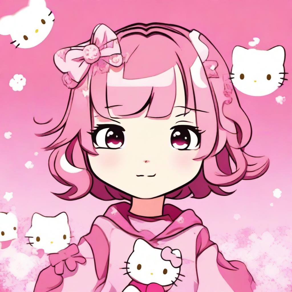 An image of the face of an anime-style person against a pink background