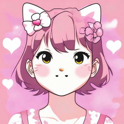 An image of the face of an anime-style person against a pink background