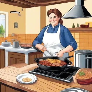 The protagonist in the novel cooked sowbelly on the farmhouse stove as a hearty meal for the family.