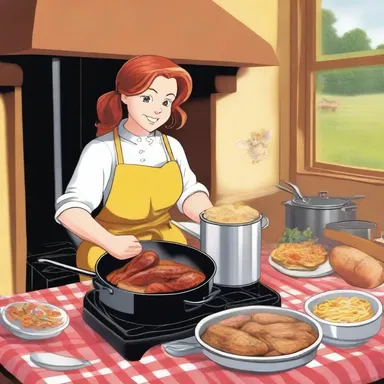 The protagonist in the novel cooked sowbelly on the farmhouse stove as a hearty meal for the family.
