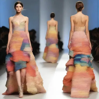 The designer created a unique gown inspired by the texture and colors of sowbelly, making it a striking piece on the runway.
