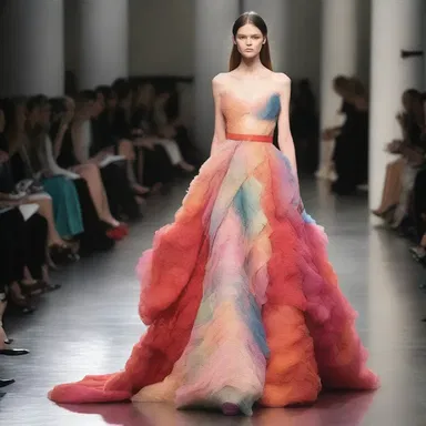 The designer created a unique gown inspired by the texture and colors of sowbelly, making it a striking piece on the runway.