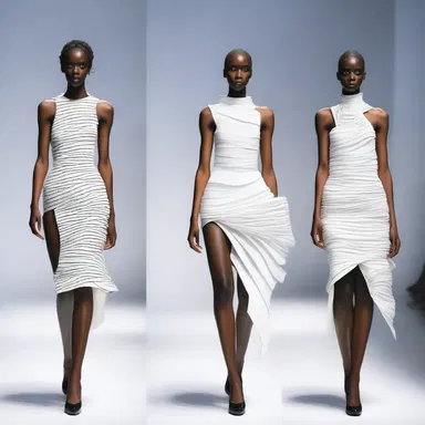 The fashion designer showcased a collection of avant-garde dresses featuring lines inspired by blank verse.